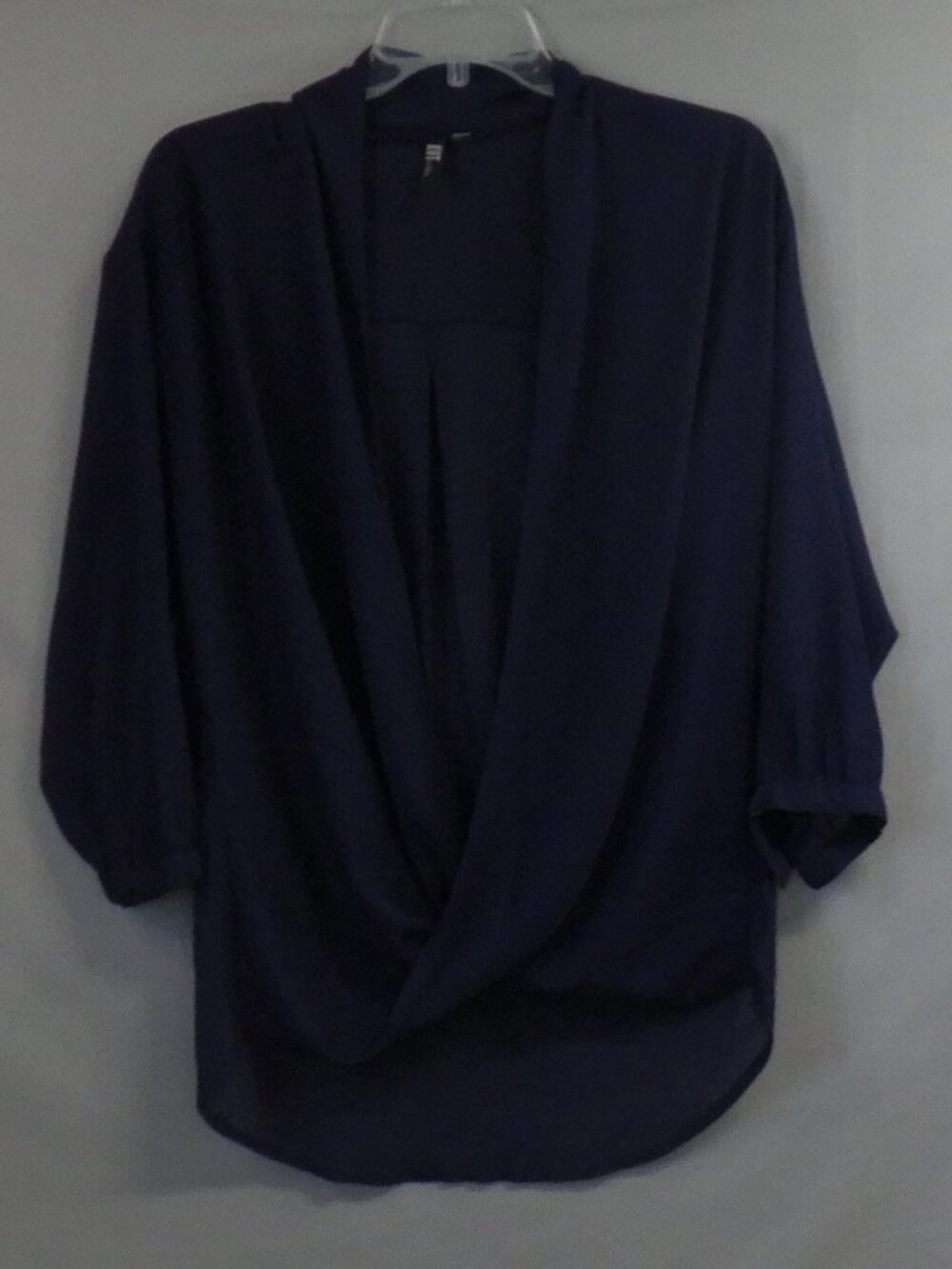Kut From The Kloth Navy Semi Sheer Faux Wrap Blouse A615
